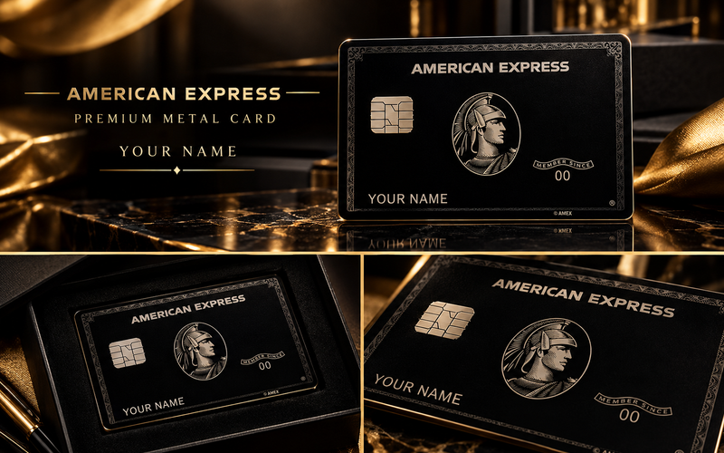 Pack of 3 - Custom AMEX Black Centurion | Premium Personalized Metal Cards | Luxury Wallet Upgrade